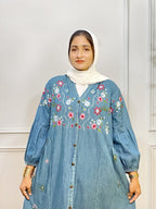 Stylish Modesty Imported Denim Embroidery Gown #223