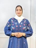 Stylish Modesty Imported Denim Embroidery Gown #223