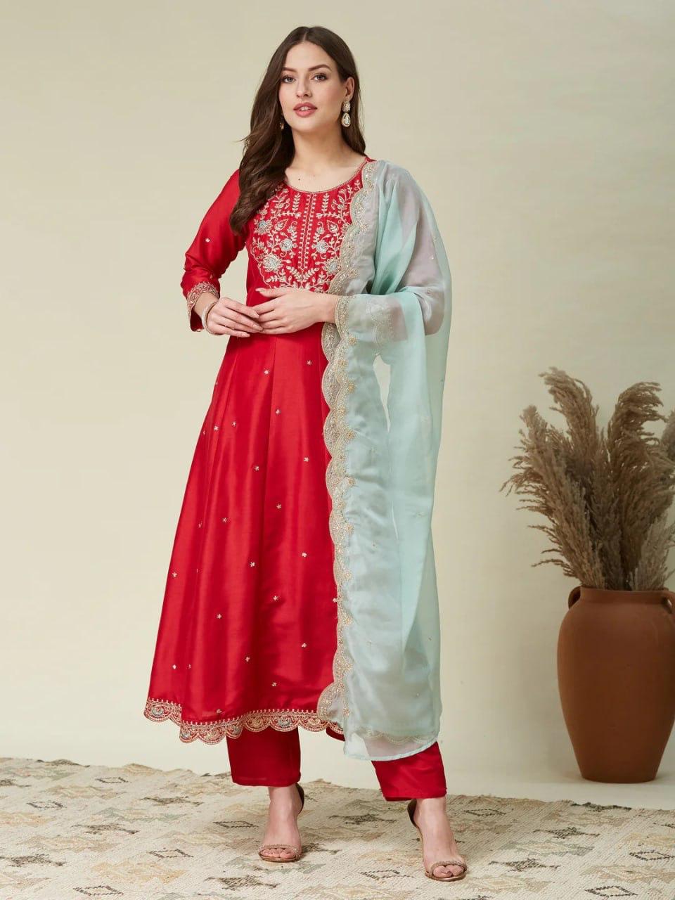 Premium Anarkali Kurti Pant Set with Dupatta #228