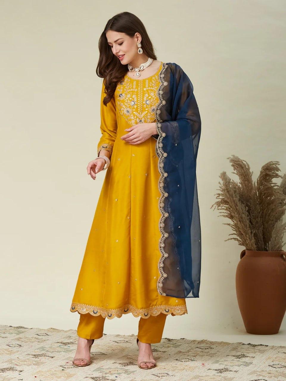 Premium Anarkali Kurti Pant Set with Dupatta #228