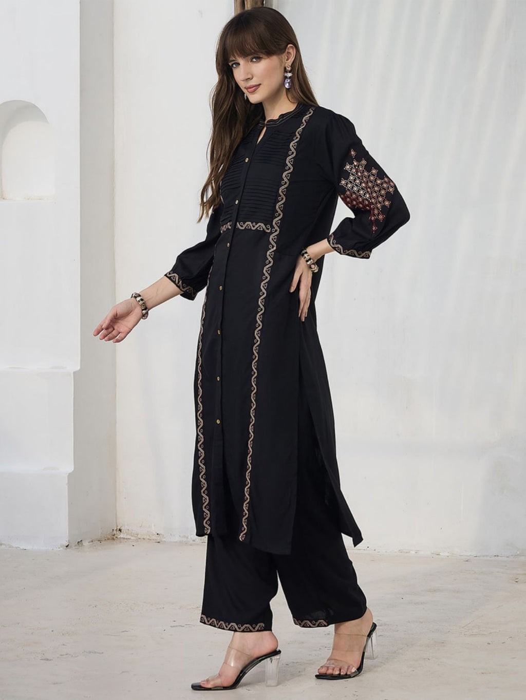 Embroidered Kurta Palazzo Set #233