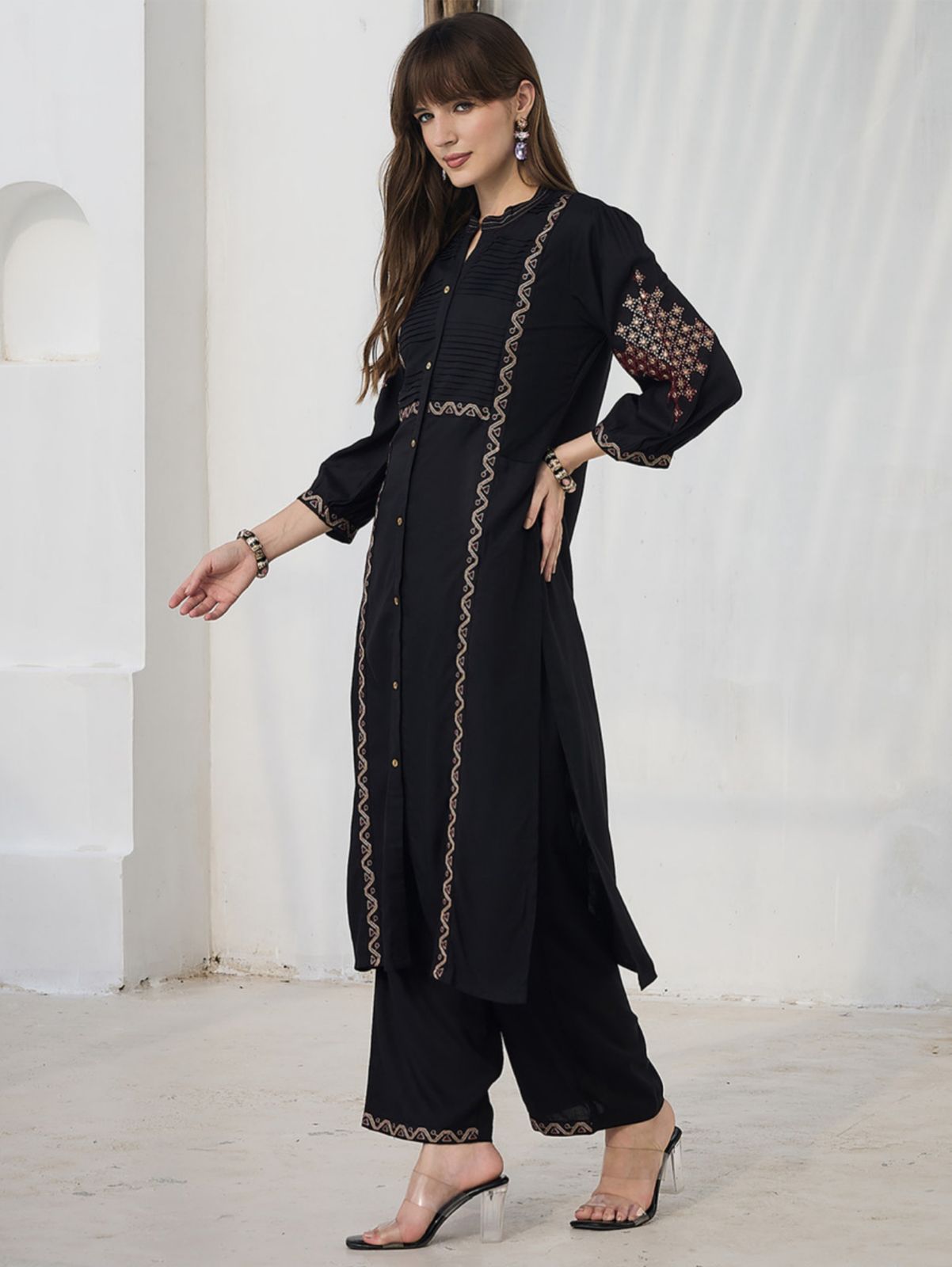Embroidered Kurta Palazzo Set #233