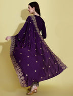 Silk Embroidered Anarkali Kurta Palazzo Set with Dupatta #236
