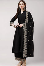 Silk Embroidered Anarkali Kurta Palazzo Set with Dupatta #236