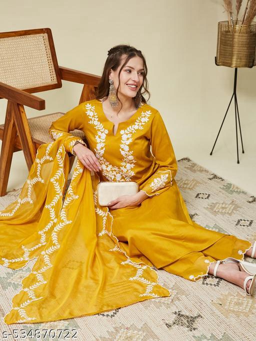 Aakarsha Silk Kurta Pant Set with Organza Dupatta #237