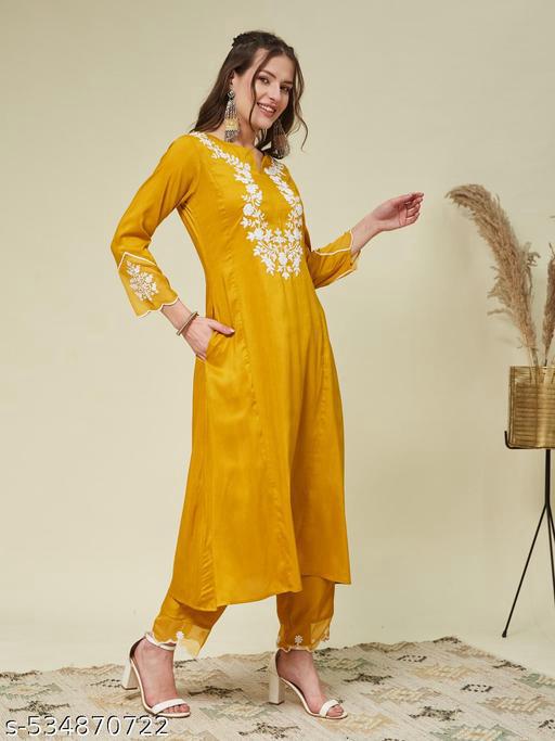Aakarsha Silk Kurta Pant Set with Organza Dupatta #237