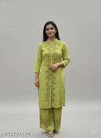 Cotton Embroidered Kurti With Bottomwear #240