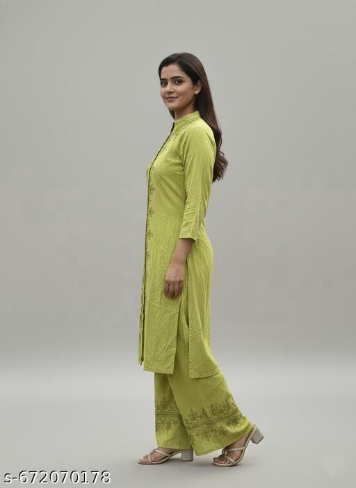 Cotton Embroidered Kurti With Bottomwear #240