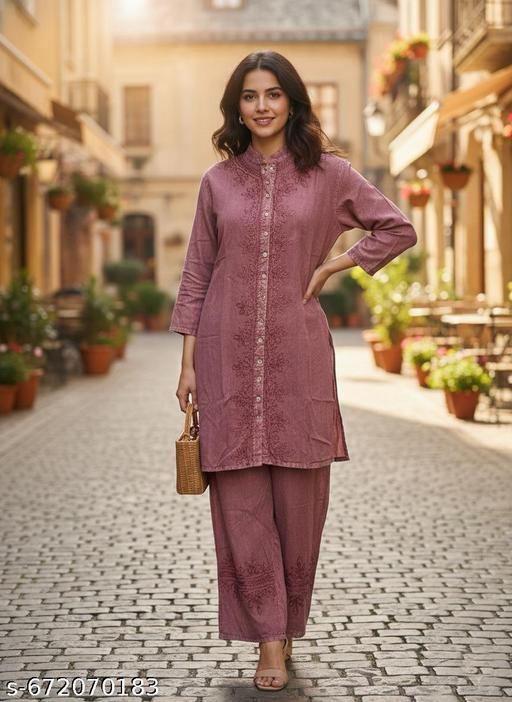 Cotton Embroidered Kurti With Bottomwear #240