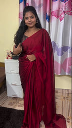 American Georgette saree with kalamkari print blouse