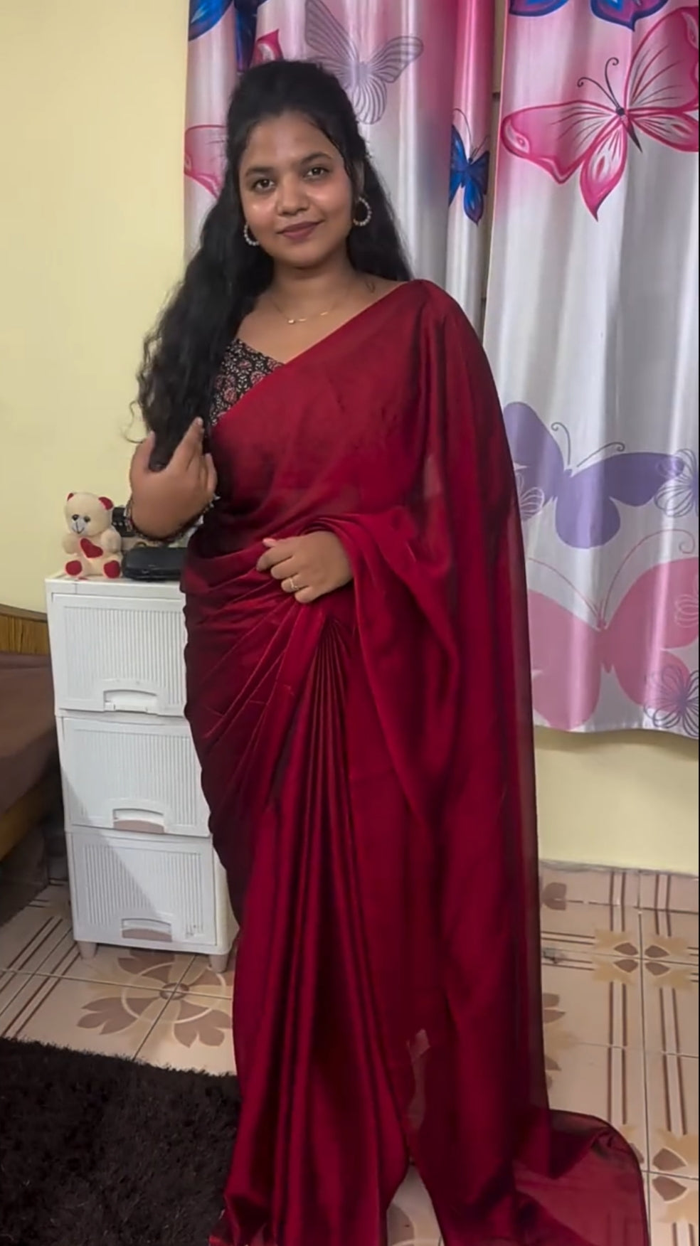 American Georgette saree with kalamkari print blouse