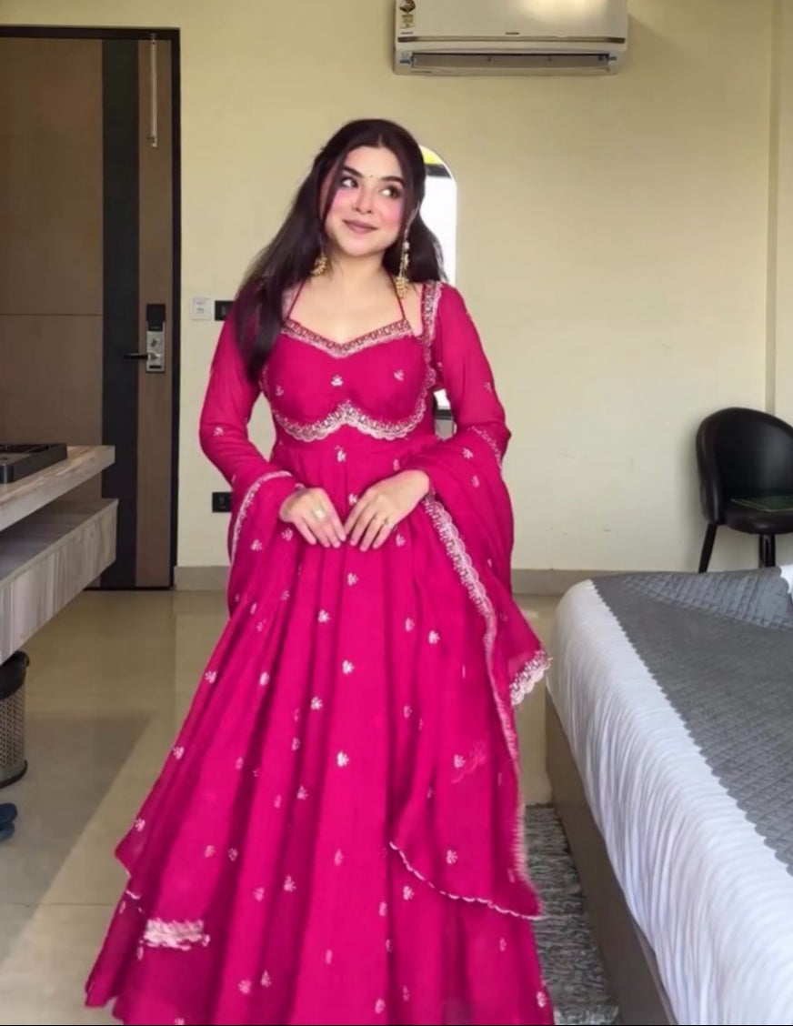 Luxurious Faux Georgette Anarkali 3pc Set