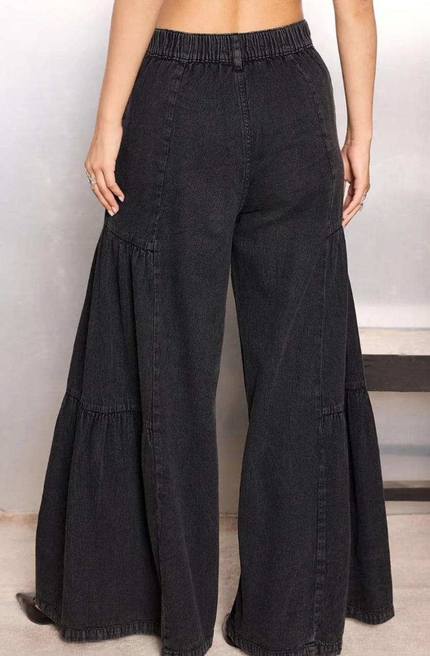 Flared Jeans Front High-Rise Stretchable