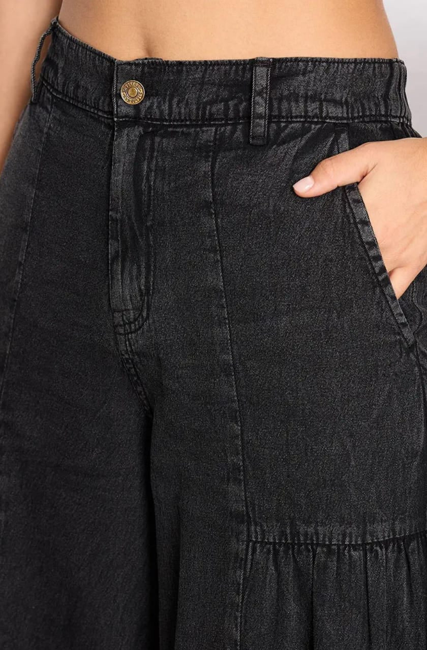 Flared Jeans Front High-Rise Stretchable