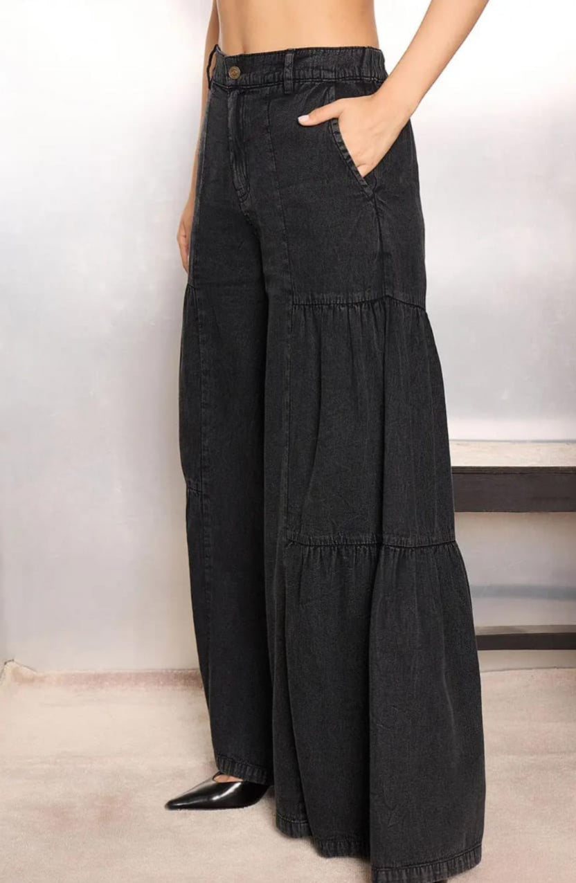 Flared Jeans Front High-Rise Stretchable