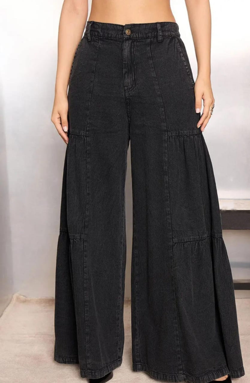Flared Jeans Front High-Rise Stretchable