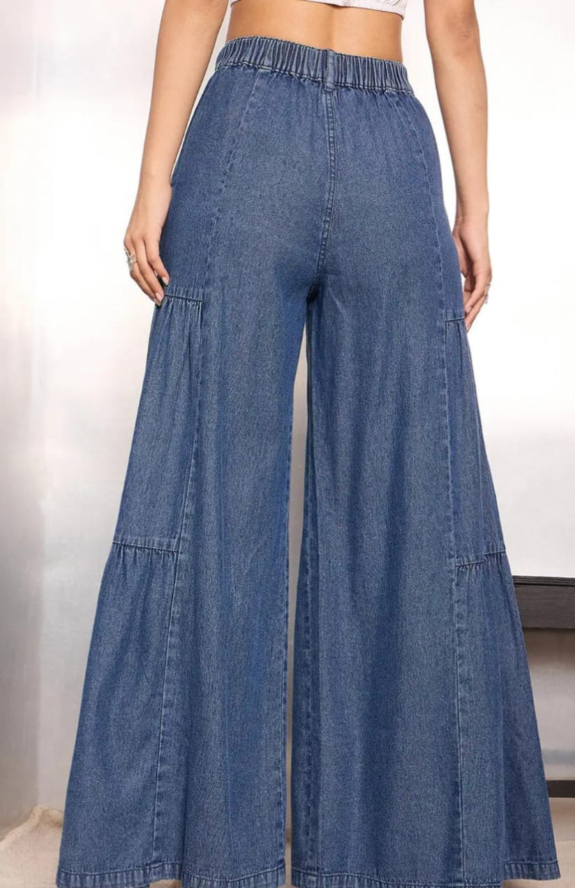 Flared Jeans Front High-Rise Stretchable