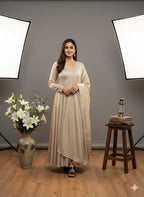 Premium Chanderi Cotton Party Wear Gown Set #211