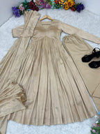 Premium Chanderi Cotton Party Wear Gown Set #211