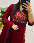 Rayon Slub Party Wear Kurti With Dupatta & Bottomwear #202