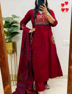 Rayon Slub Party Wear Kurti With Dupatta & Bottomwear #202