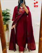 Rayon Slub Party Wear Kurti With Dupatta & Bottomwear #202