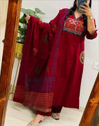 Rayon Slub Party Wear Kurti With Dupatta & Bottomwear #202