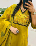 Rayon Slub Party Wear Kurti With Dupatta & Bottomwear #202