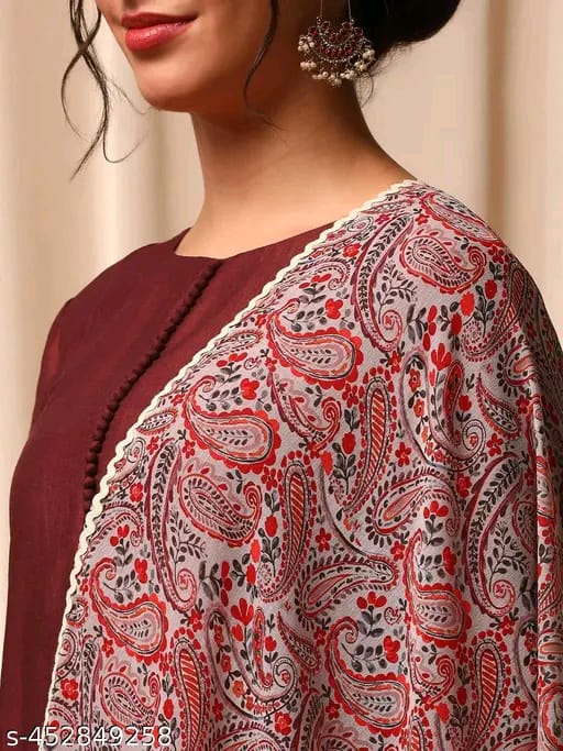 Trendy Cotton Kurta With Printed Dupatta Set #220