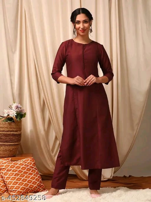 Trendy Cotton Kurta With Printed Dupatta Set #220