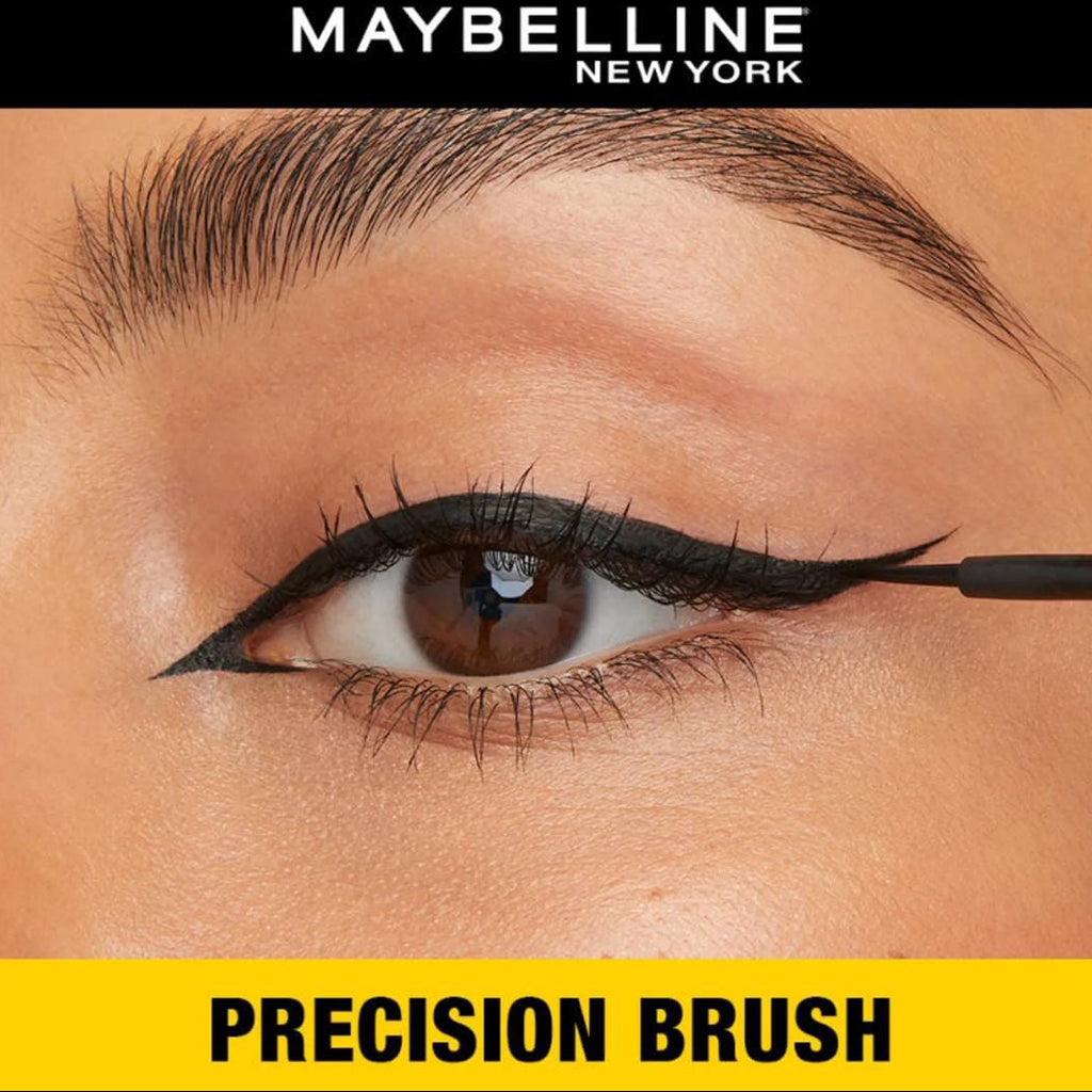 Maybelline New York precision brush being used on an eye with a close-up view.