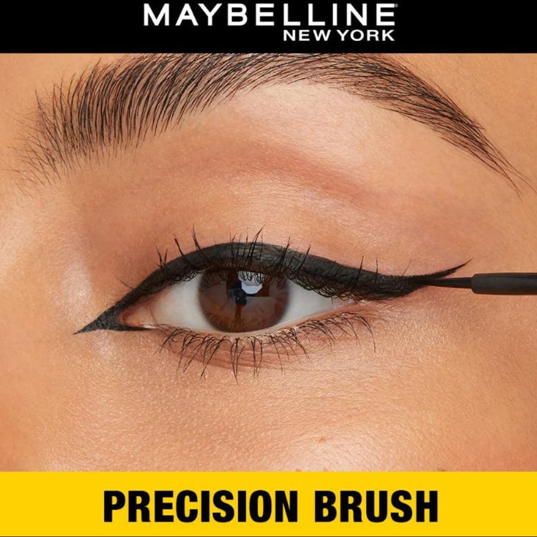 Maybelline New York precision brush being used on an eye with a close-up view.