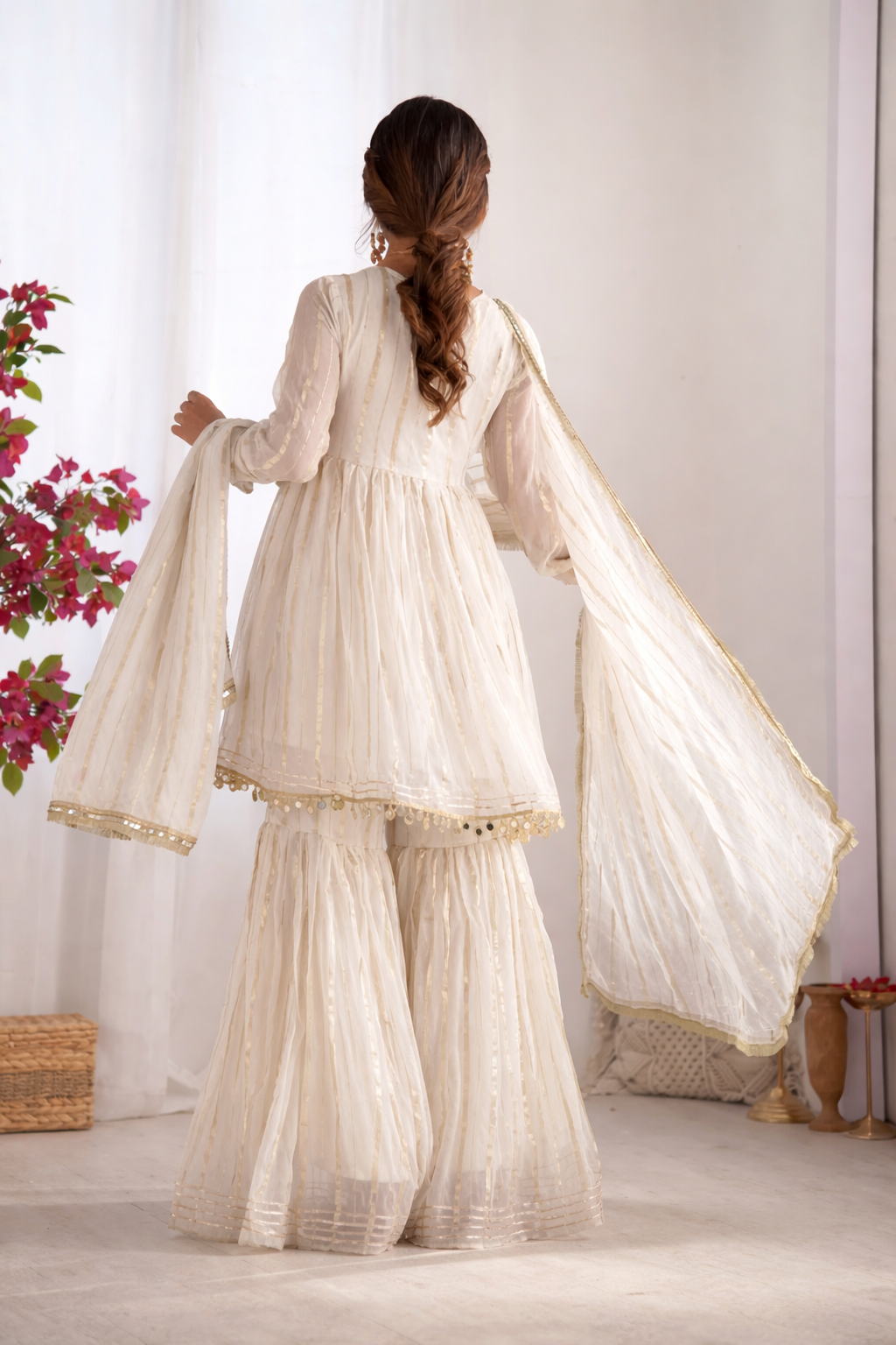 Chanderi Silk Panelled Kurta with Sharara & Dupatta #238