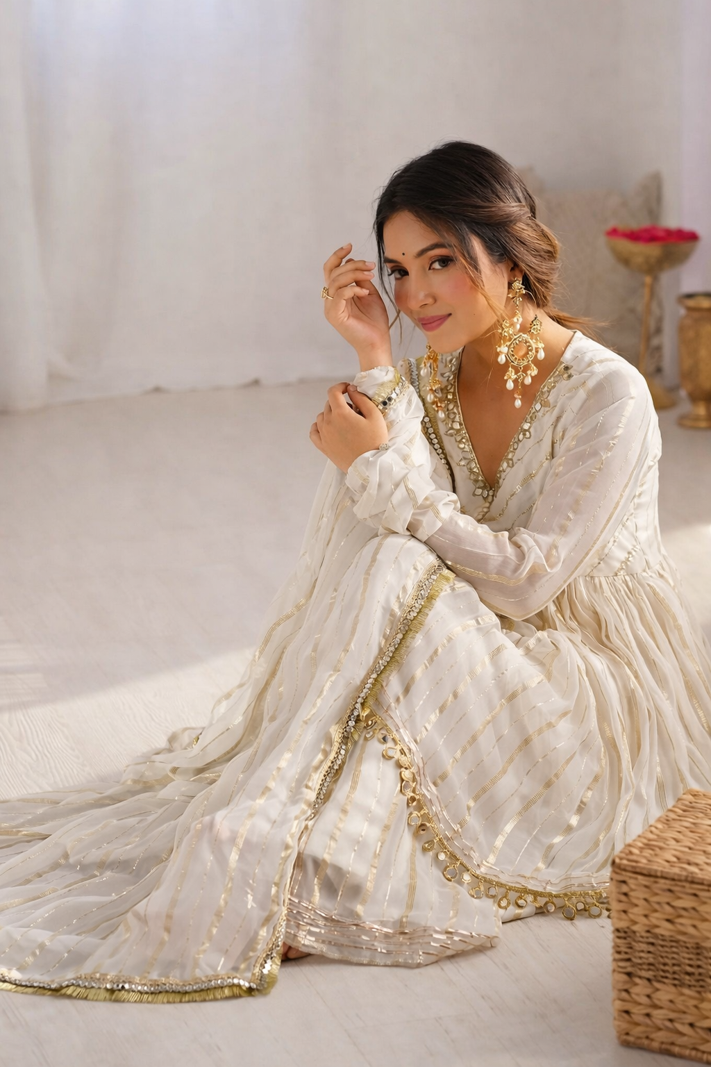 Chanderi Silk Panelled Kurta with Sharara & Dupatta #238