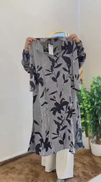 Women floral print cotton blend straight cut kurthi
