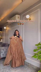 Chinon Silk Anarkali Gown, Dupatta & Bottom Set