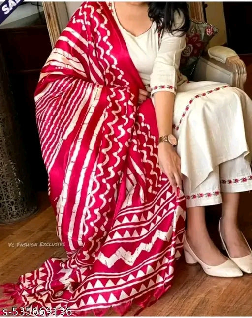 Three quater Sleeve Kurti set with Shawl