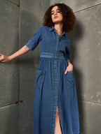 A-line Blue Maxi - Full Length
