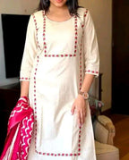 Three quater Sleeve Kurti set with Shawl