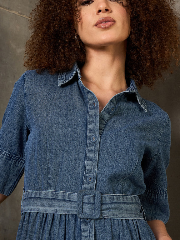 A-line Blue Maxi - Full Length