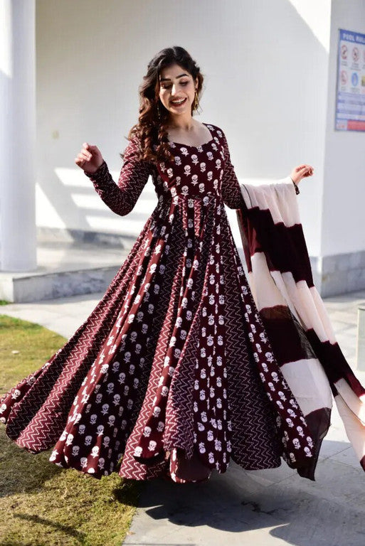 Rayon Anarkali Kurta With Attached Dupatta