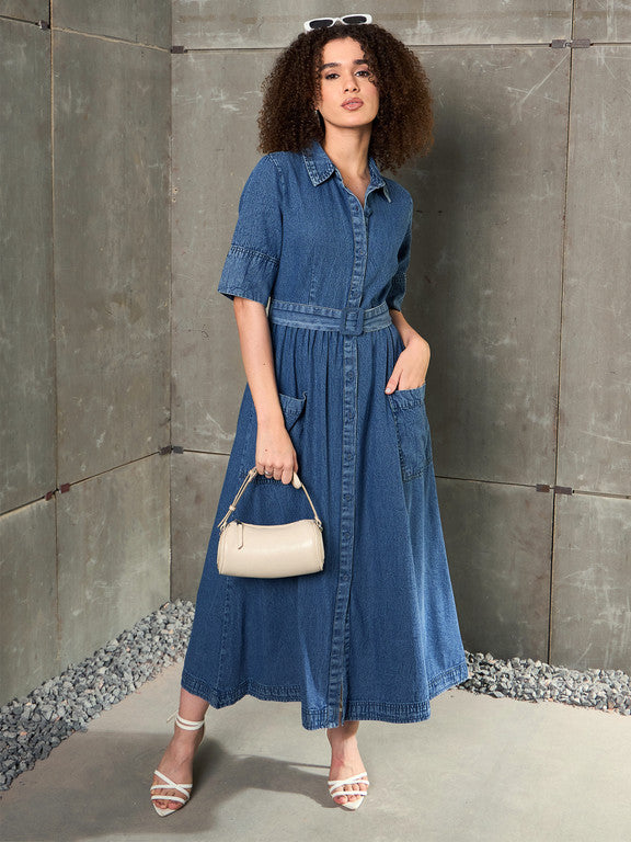 A-line Blue Maxi - Full Length