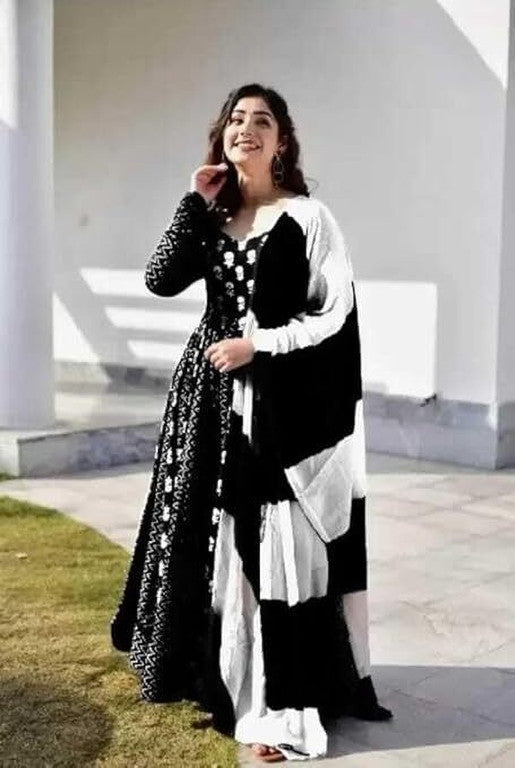 Rayon Anarkali Kurta With Attached Dupatta
